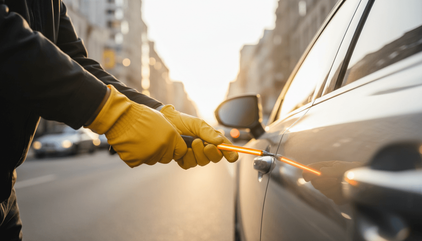Automotive locksmith in Buenos Aires opening a vehicle door with professional tools